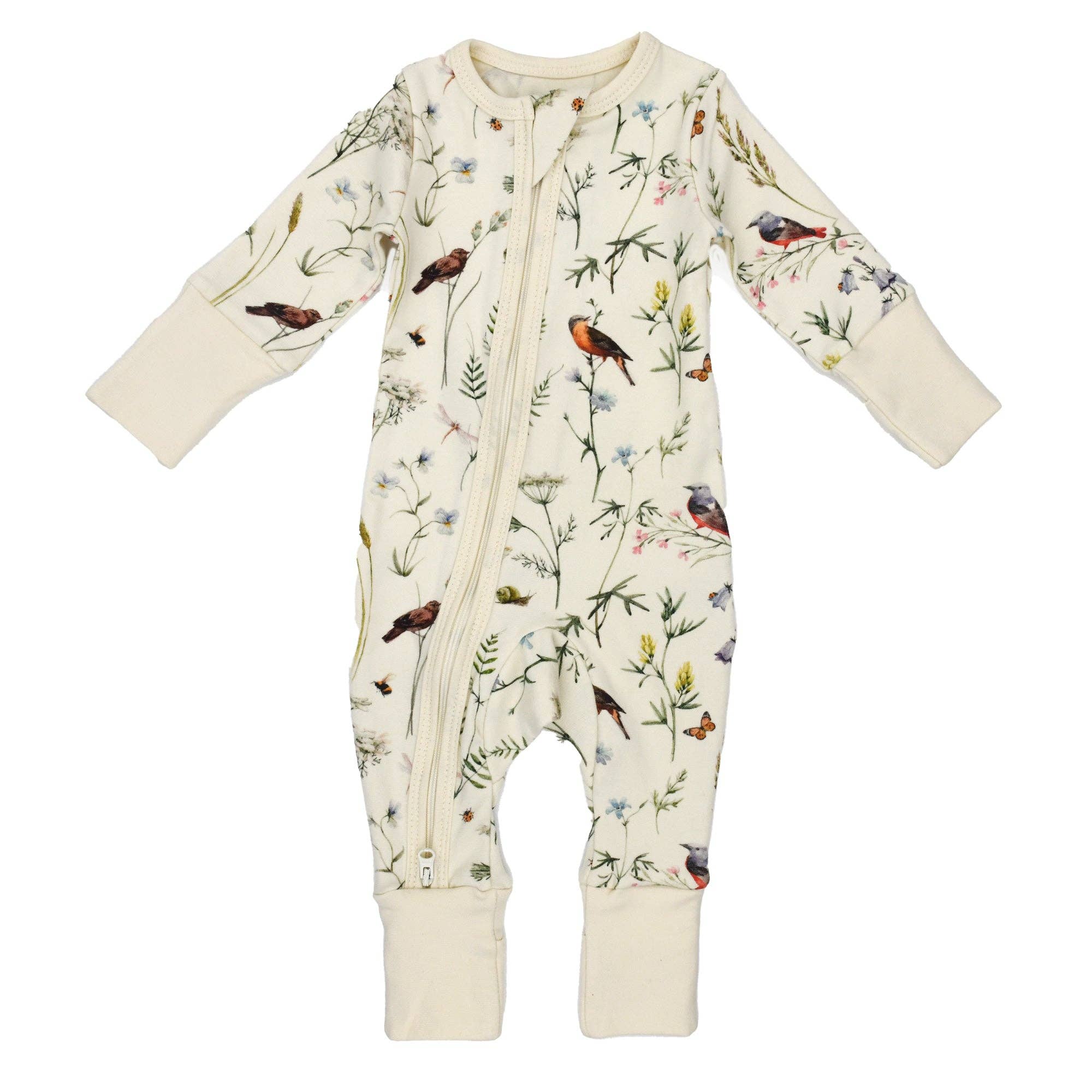 Earthy - Wholesale Sleepsuit - Baby - Organic Cotton Baby Pajamas 2-Way Zip Front Zipper Sleeper, Finch2