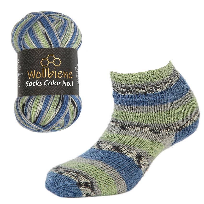 Wollbiene - Venta al por mayor Hilos - Hilo para calcetines Wool Bee Socks Color, 100 g, grosor 4 hebras8