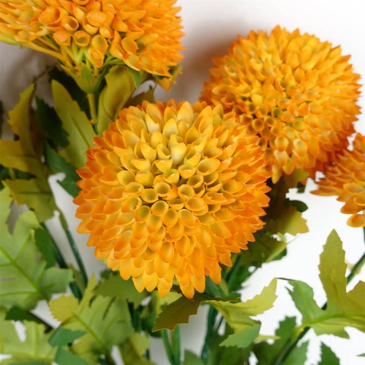 Leaf Design UK LTD - Wholesale Artificial Flowers - Pack 6x 70cm Large Ball Dahlia Artificial Flower Stem Yellow