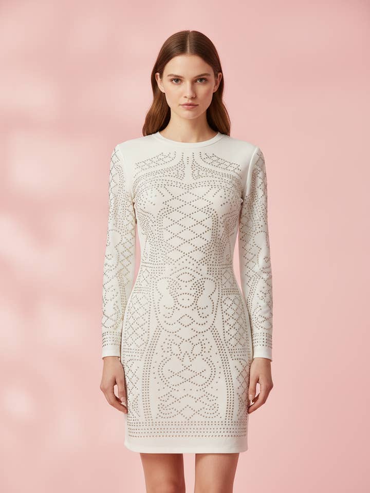 KURZES WEISSES KLEID 5038 für den Großhandel von EMMA WU DESIGN