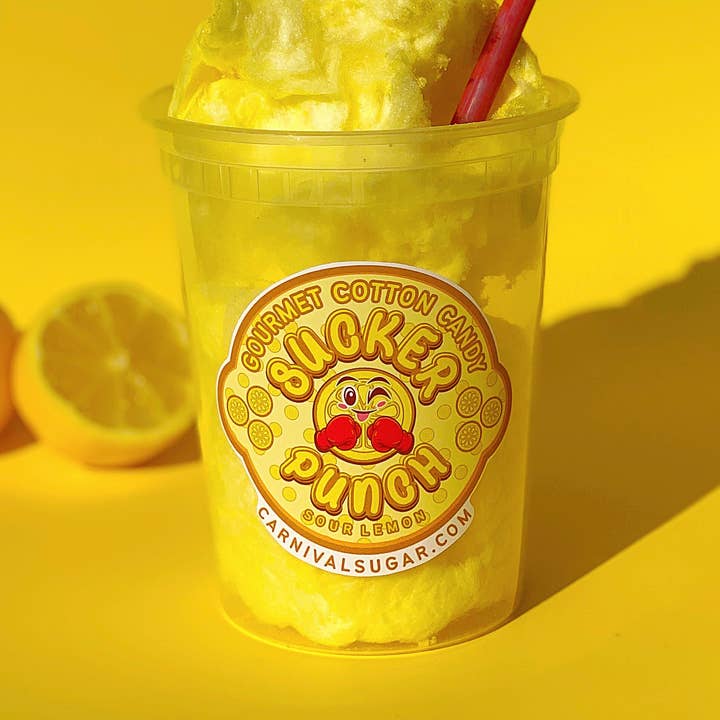 Sucker Punch - Gourmet Sour Lemon Cotton Candy for wholesale by Carnival Sugar