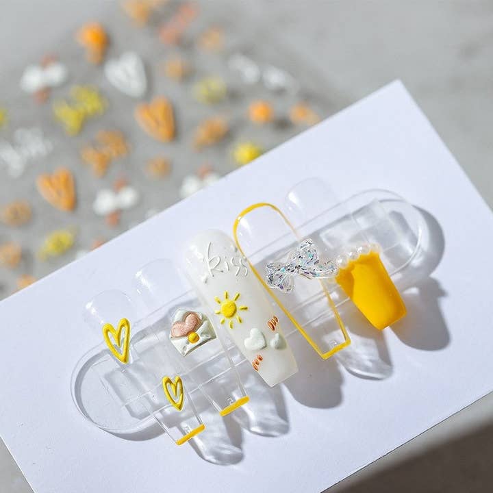 Hello Claws | Love Letter Embossed Pattern Design Nail Deco Sticker for wholesale by LULUFUNSTUDIO