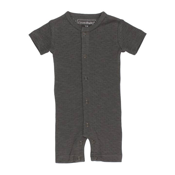 Feather | Organic Pointelle S/Sleeve Romper for wholesale by L'ovedbaby