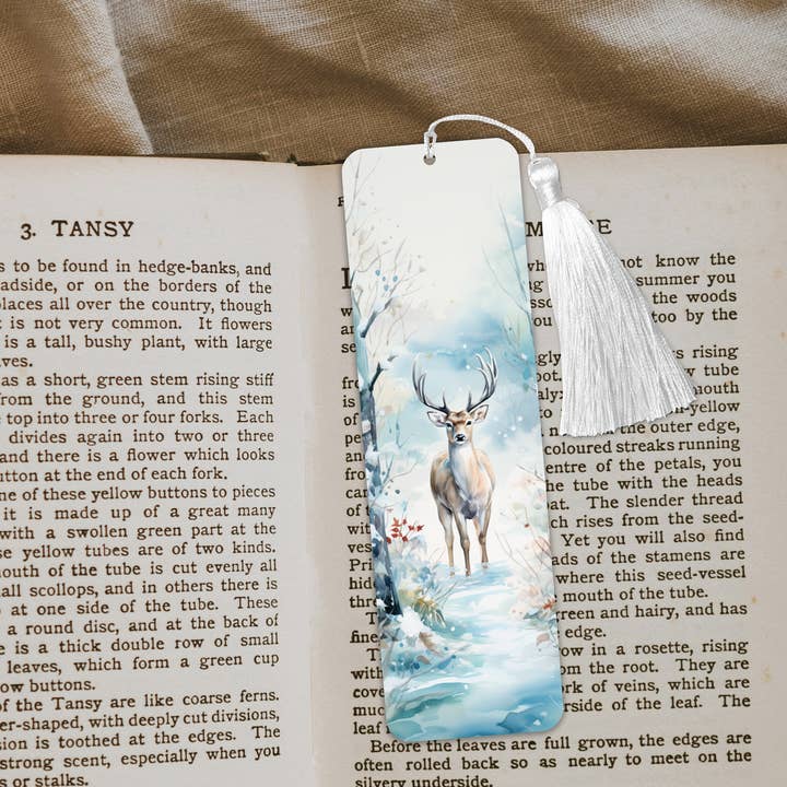 Winter Reindeer Aluminium Bookmark with Tassel - Stylish Metal Page Marker for Books and Journals for wholesale by simply creative