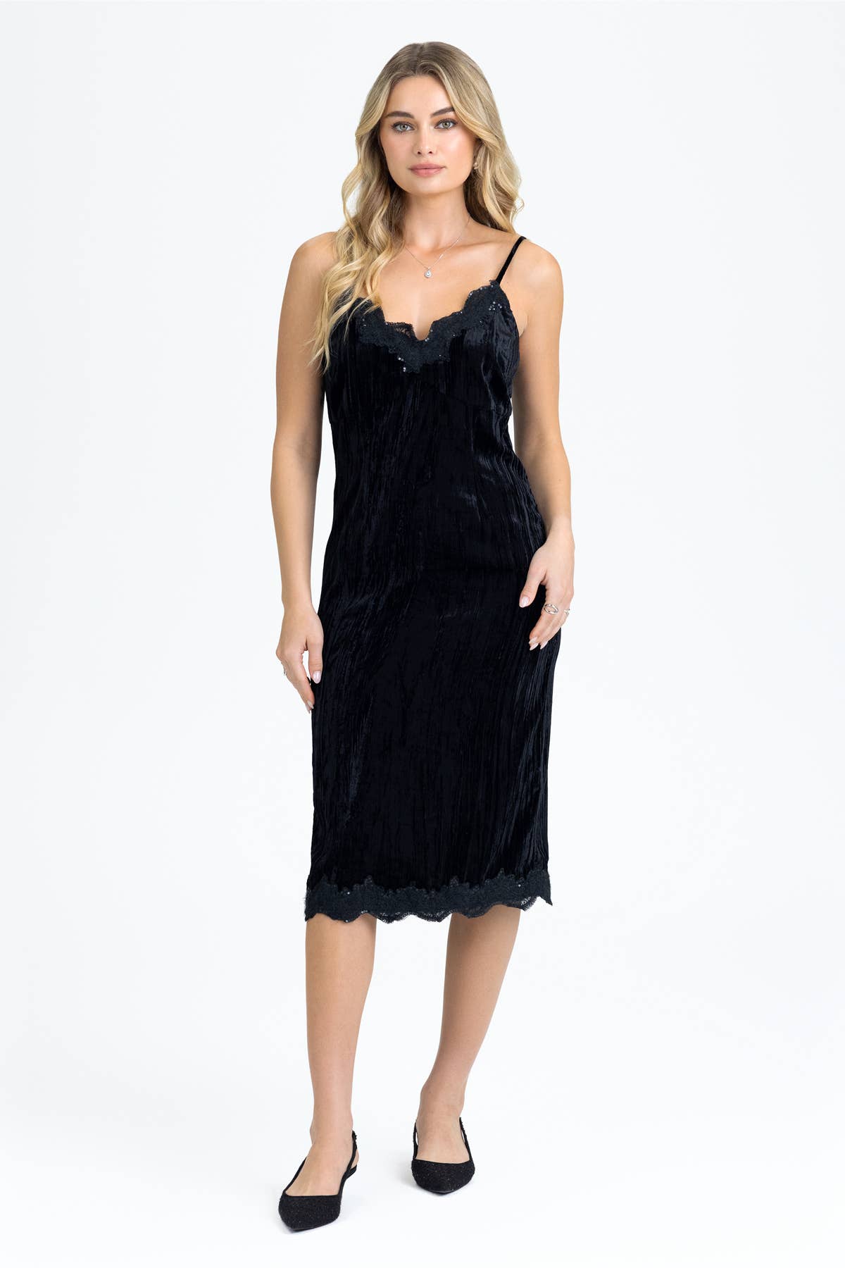 Miss Me - Wholesale Dress - Women's - CRUSHED VELVET MIDI DRESS - MD1862T5
