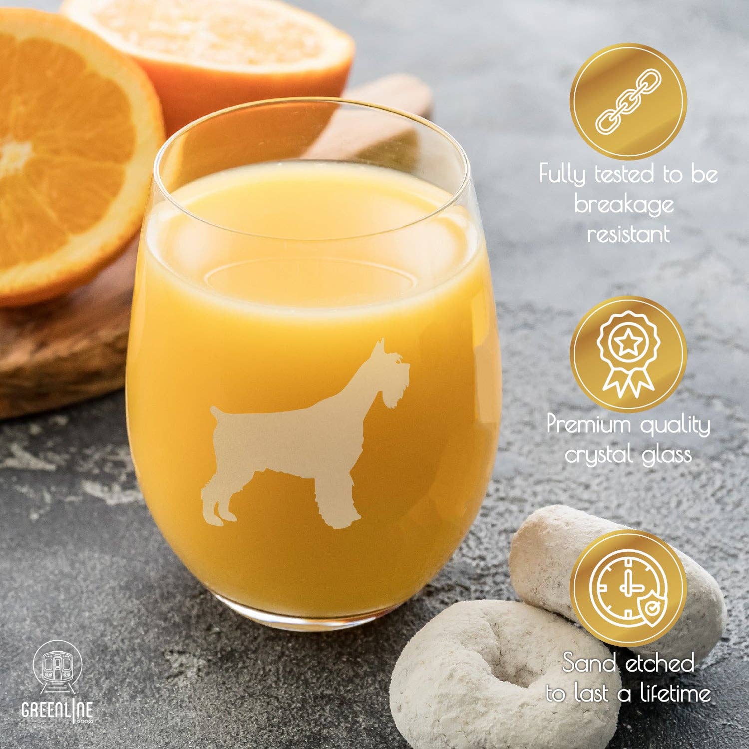 Greenline Goods - Wholesale Wine Glass - Schnauzer Etched Stemless Wine Glasses4