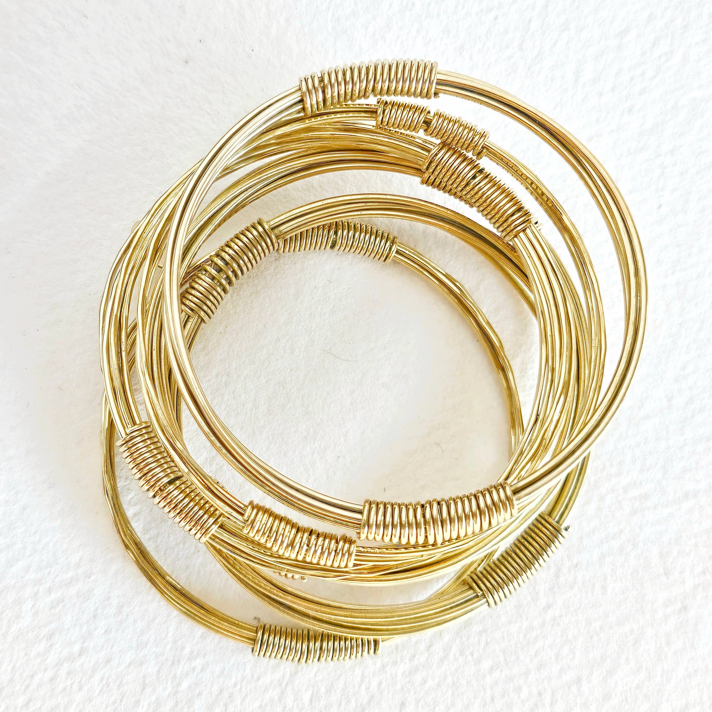 Bisjoux - Wholesale Bangle Bracelet - Brass twisted wire wrapped layered coil bangle bracelet14
