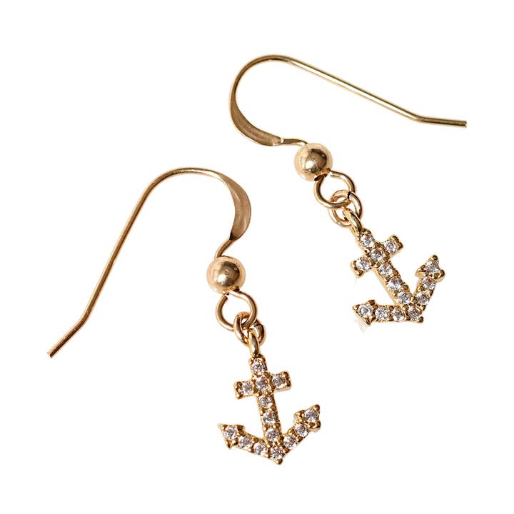 Gold Anchor Earrings for wholesale by Designed by Stacey Jewelry