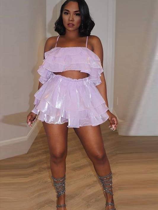 tulle ruffle cami skirt set for wholesale by Fashion Combination