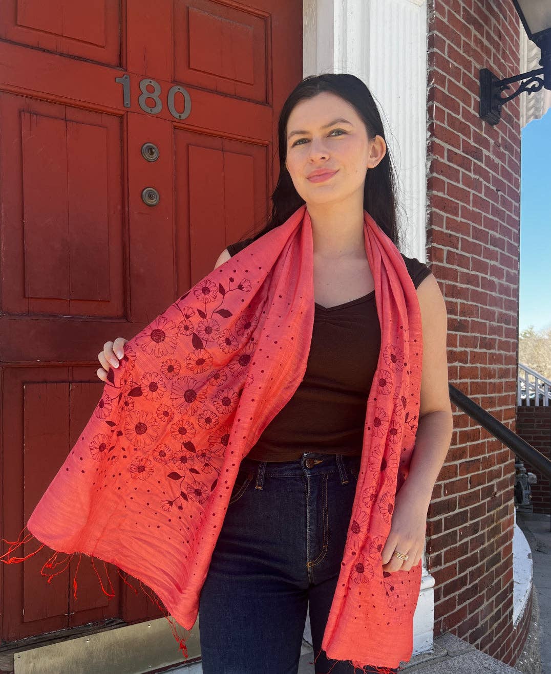 Wooven - Wholesale Scarf - Women's - Screen Printed Silk Blend Scarves in 13 colors and patterns, hand printed in Vietnam0