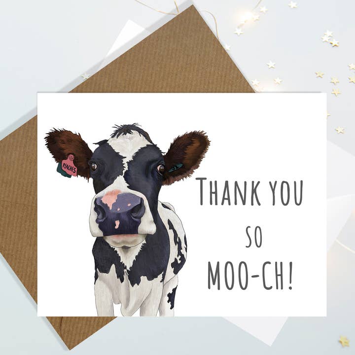 Juego de Tarjetas A2 - Tarjetas de Agradecimiento con Vaca Bonita - Juego de 10 Tarjetas para venta al por mayor de Julie Townsend Studio