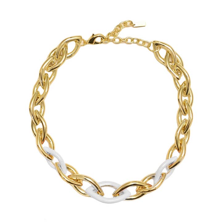 Enamel Links Necklace - White for wholesale by Adriana Pappas Designs