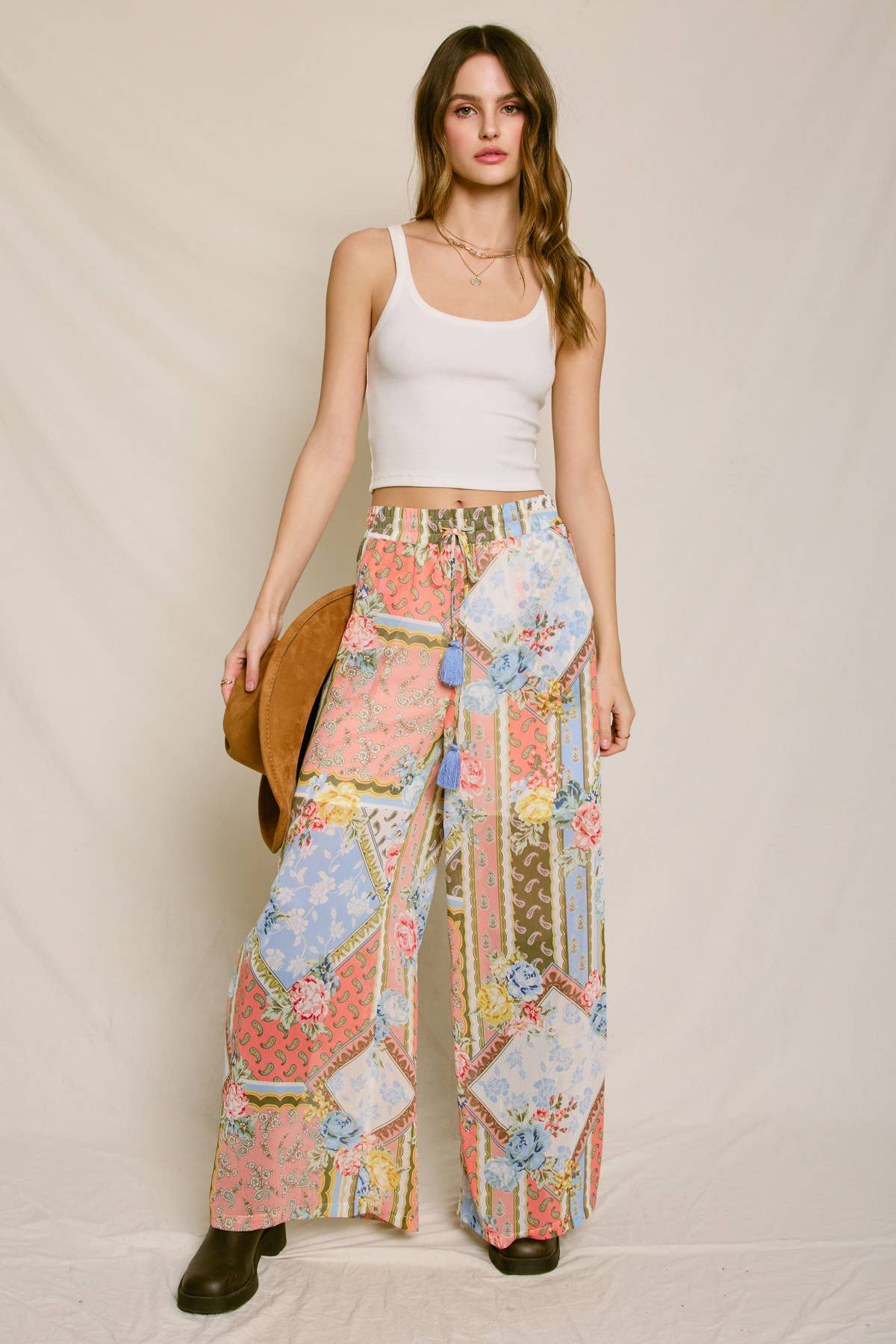 BEL AIR ROSE Sunset Symphony Wide Leg Pull On Pants (1) for wholesale on Faire3