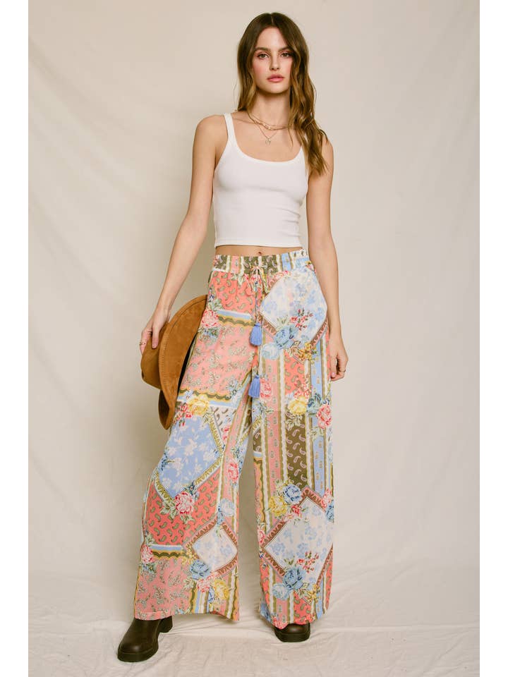 BEL AIR ROSE Sunset Symphony Wide Leg Pull On Pants (1) for wholesale on Faire3