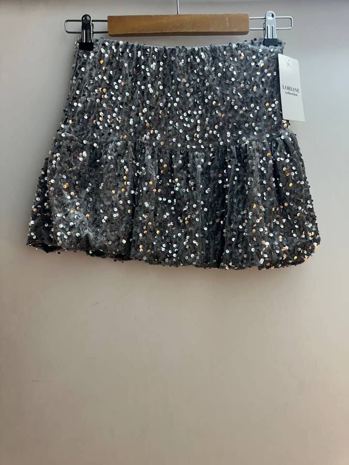 LORIANE - Venta al por mayor Falda - Mujer - Falda corta de terciopelo con lentejuelas talla única 6876