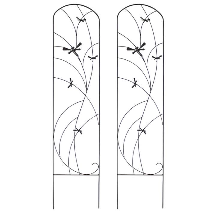 Sunnydaze Decor - Wholesale Trellis - Sunnydaze Dragonfly Garden Trellis - 55.75" H - Black - 2pk