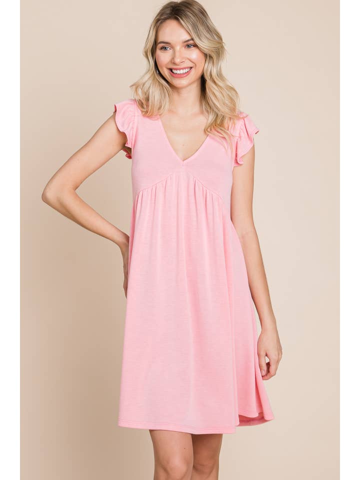 Peach ETK-8516-PL Plus Size French Terry Dress for wholesale on Faire4