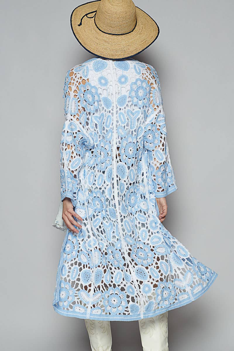 Pol Clothing - Vente Cardigan – femme - Cardigan en maille crochet à manches longues et col en V6