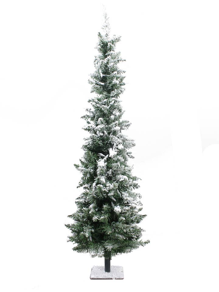 3.5' Snow Flocked Pencil Tree with Square Metal Base for wholesale by Perfect Holiday