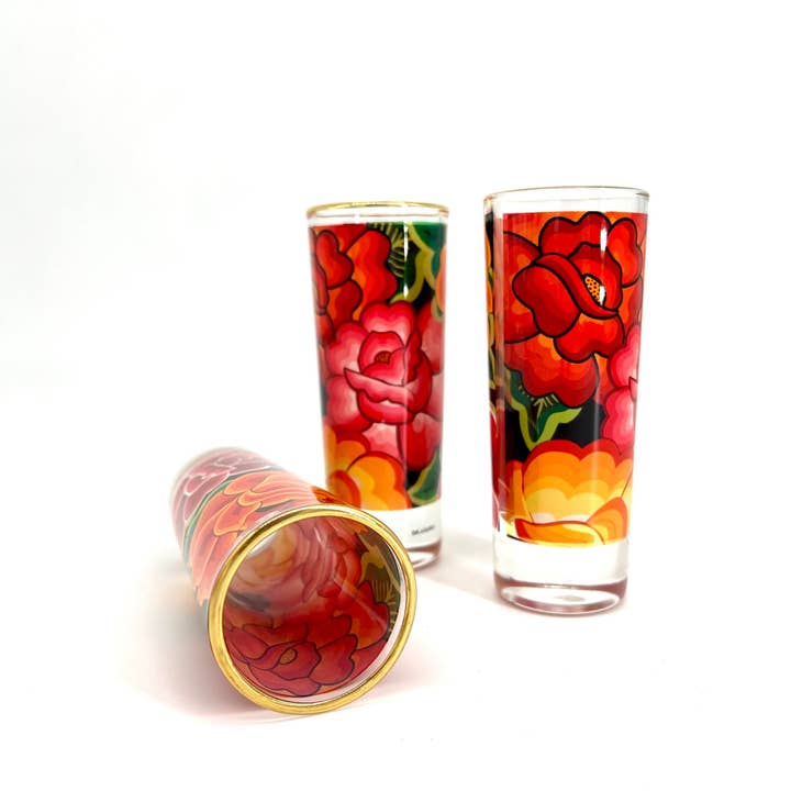 Oaxacan Floral Tequila Glass Shooter for wholesale by Fiesta McAllen LLC