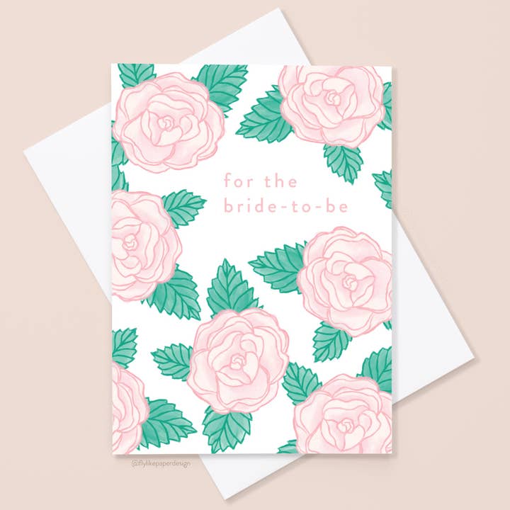 Bride-to-Be Roses Card for wholesale by Fly Like Paper Design