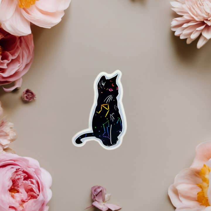 Wasserfester Aufkleber „Constellation Cat“ für den Großhandel von Sable Satin Moon Shop