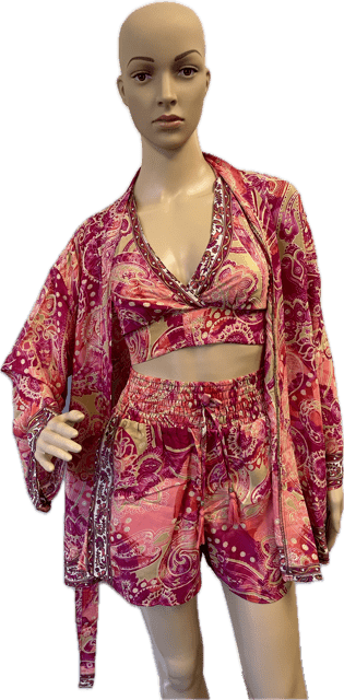 Magic Touch Corp - Wholesale Lounge Set - Women's - Kasturi Silk Shorts, Halter and Kimono set, asst colors  1