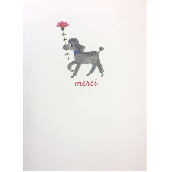 French Poodle Merci Thank You Card for wholesale by Lumia Designs