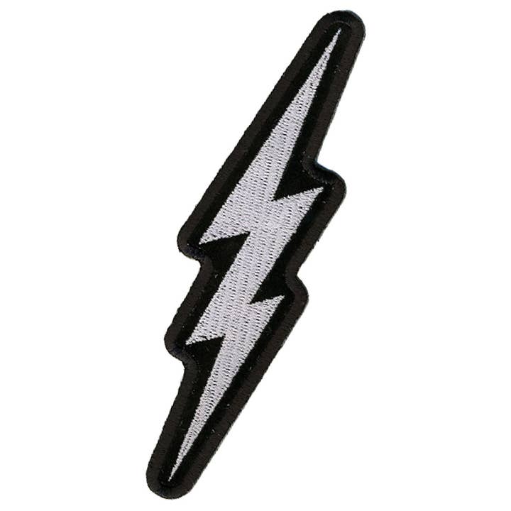 Hot Leathers Silver Lightening Bolt 2" x 5" Patch for wholesale by Hot Leathers