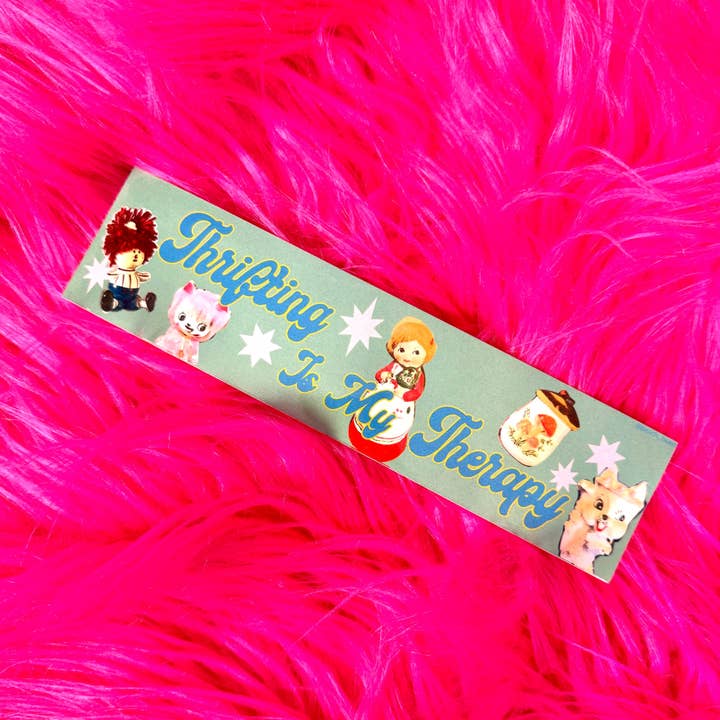 Peach Beast - Wholesale Sticker - Thrifting Is My Therapy Bumper Sticker