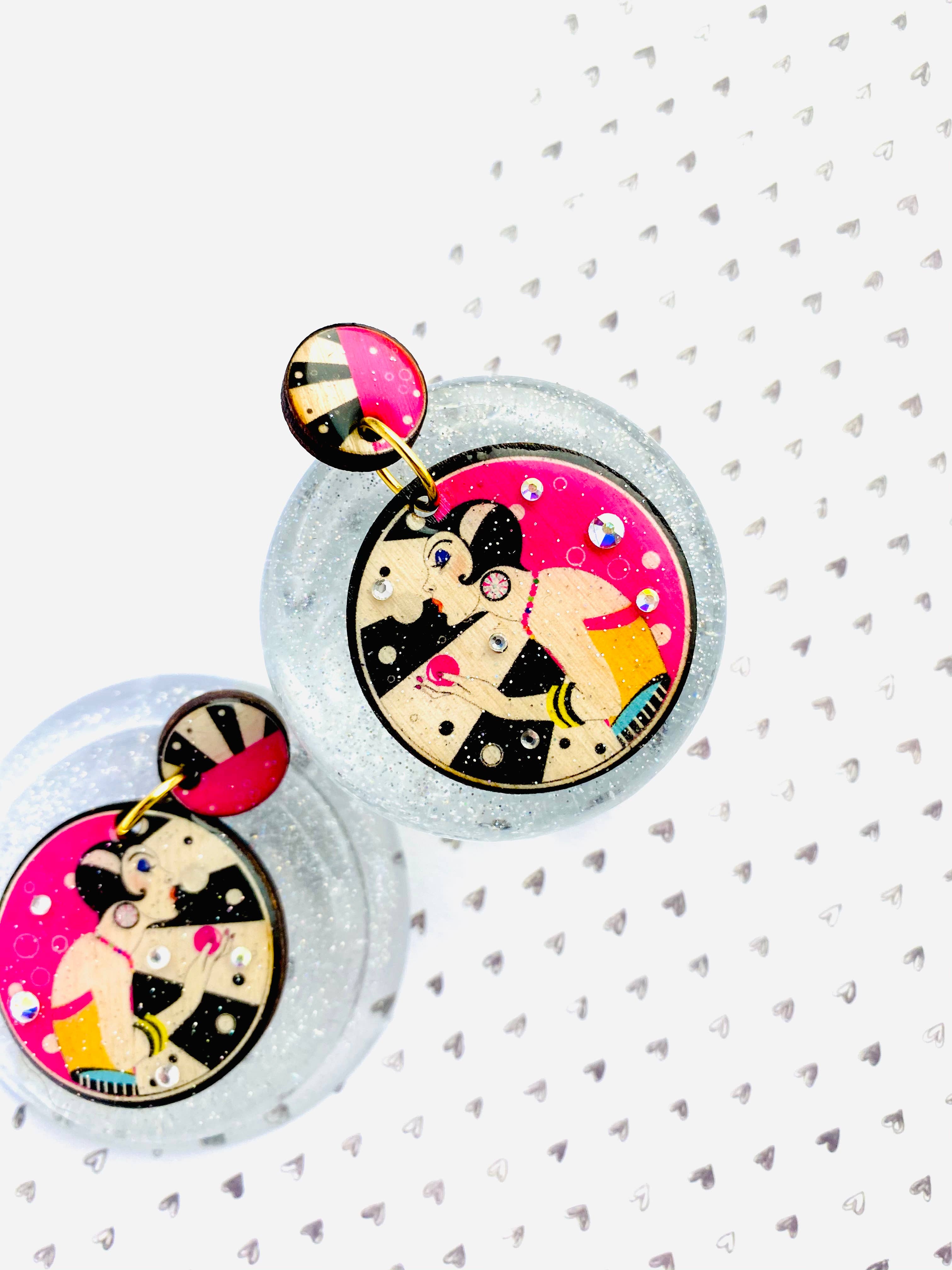 Rosie Rose Parker – wholesale Dangle earrings – retro statement earrings arty earrings colourful earrings12