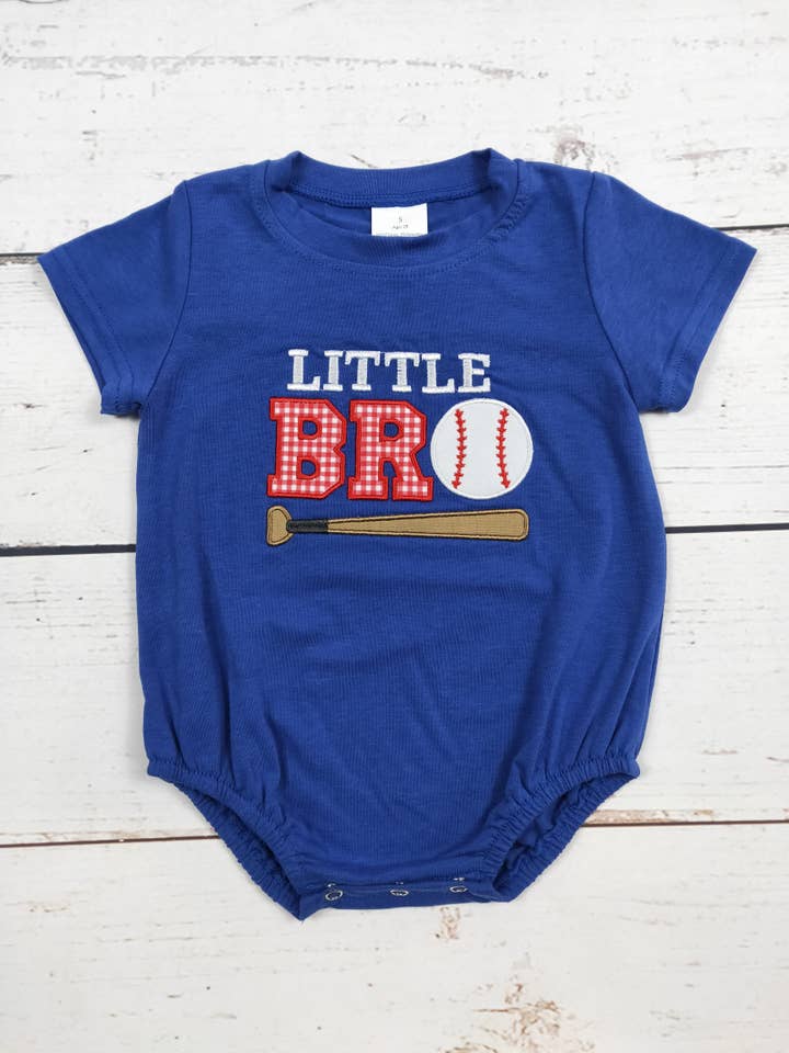 Little BRO Baseball Appliqué Baby Bubble for wholesale by sassy kids palace