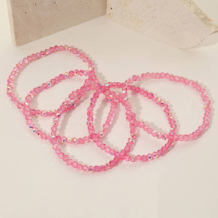 Sensibling Corp. - Wholesale Jewelry Set - 5PCS - Sparkling Faceted Beaded Stackable Stretch Multi Layered Bracelet7