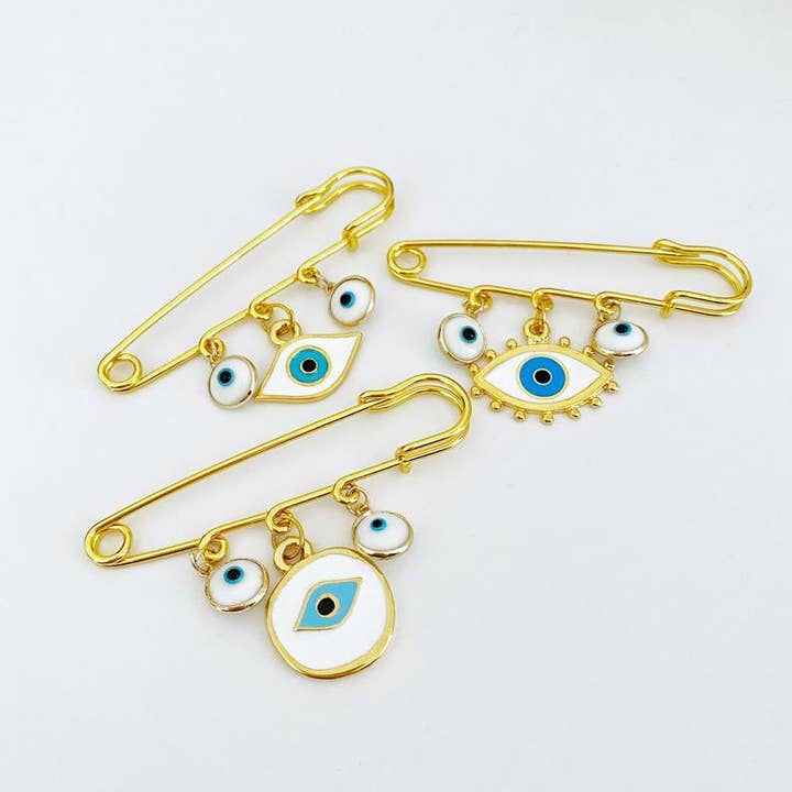 Evileyefavor - Wholesale Brooch - Evil Eye Handmade Safety Pin, Gold Safety Pin for Protection3