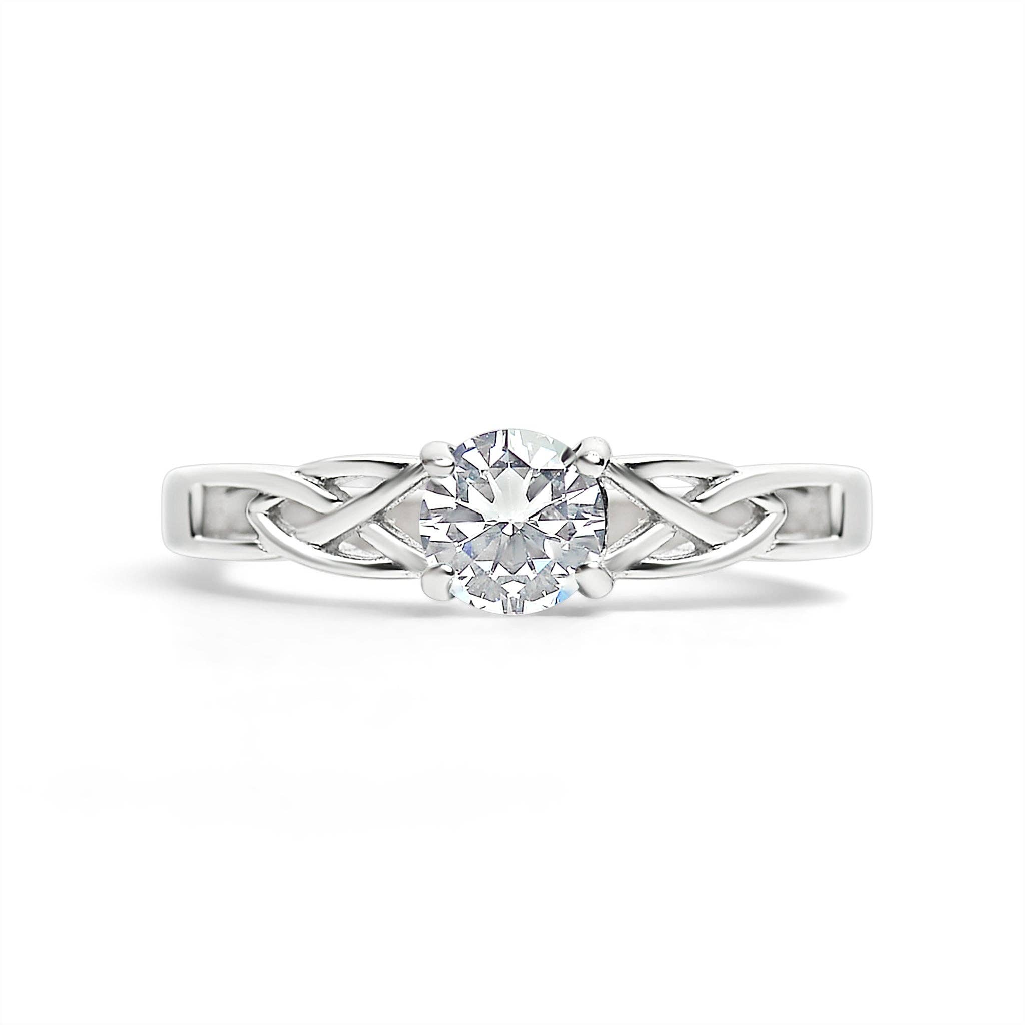 WJW - Wholesale Single Stone/Solitaire Ring - Stainless Steel CZ Stone Celtic Ring6