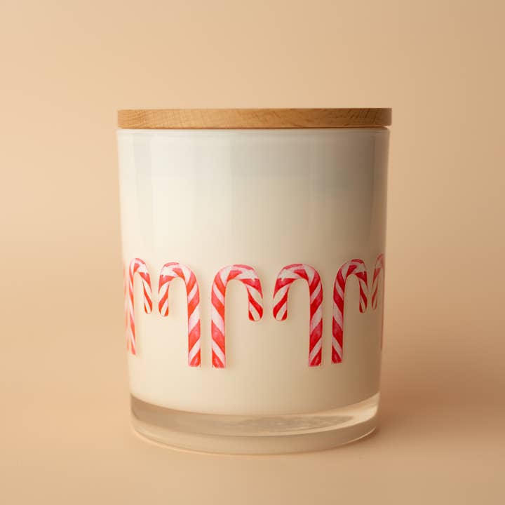 Candy Cane Wrap Soy Candle for wholesale by Unplug Soy Candles