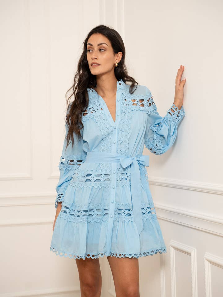 Ellie short dress in openwork cotton - 81033 for wholesale by CHOKLATE PARIS