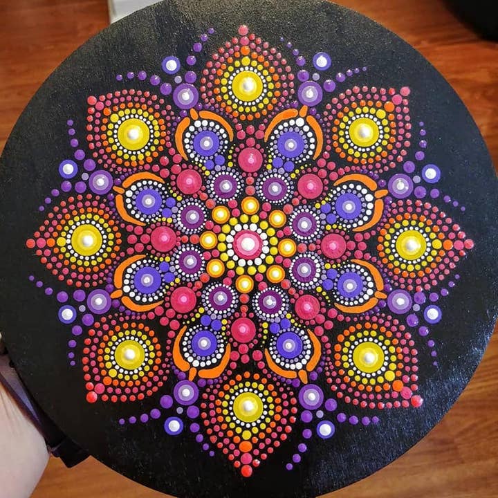 Handpainted Mandala Wall Art, Resin-Sealed, Zen Meditation for wholesale by Slightly Askew Art
