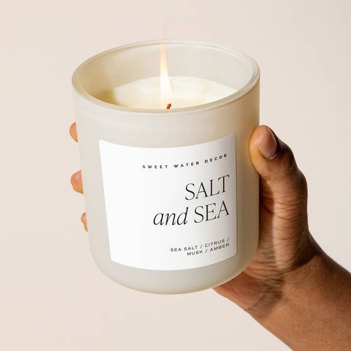 Sweet Water Decor - Wholesale Jar/Filled Candle - Salt and Sea 15 oz Soy Candle, Matte Jar - Home Decor6