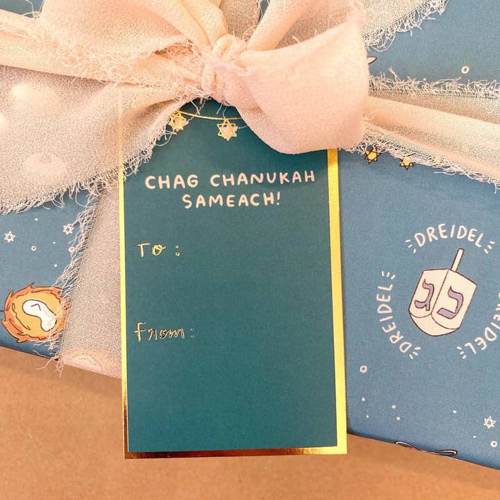 Abbie Ren Illustration - Wholesale Cadeaulabel - Chag Chanoeka Sameach cadeaulabels - Happy Chanoeka - Set van 102