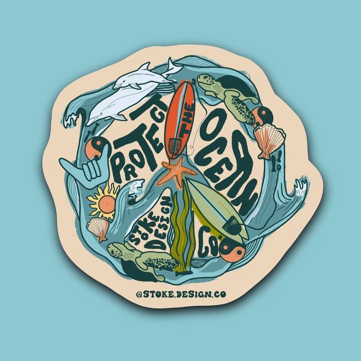 PROTECT OCEANS STICKER for wholesale by Stoke Design Company