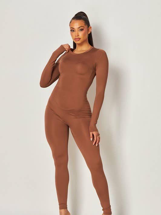 Crew Neck Bodycon Jumpsuits With Back Zipper - Full Length for wholesale by 5besties inc
