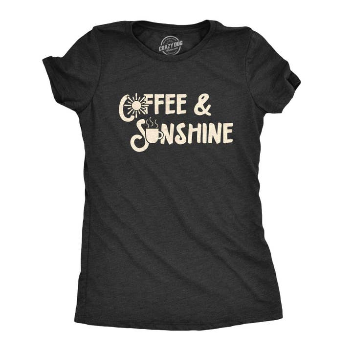 Heather Black Coffee And Sunshine Women's Tshirt Coffee Graphic Tee for wholesale on Faire1