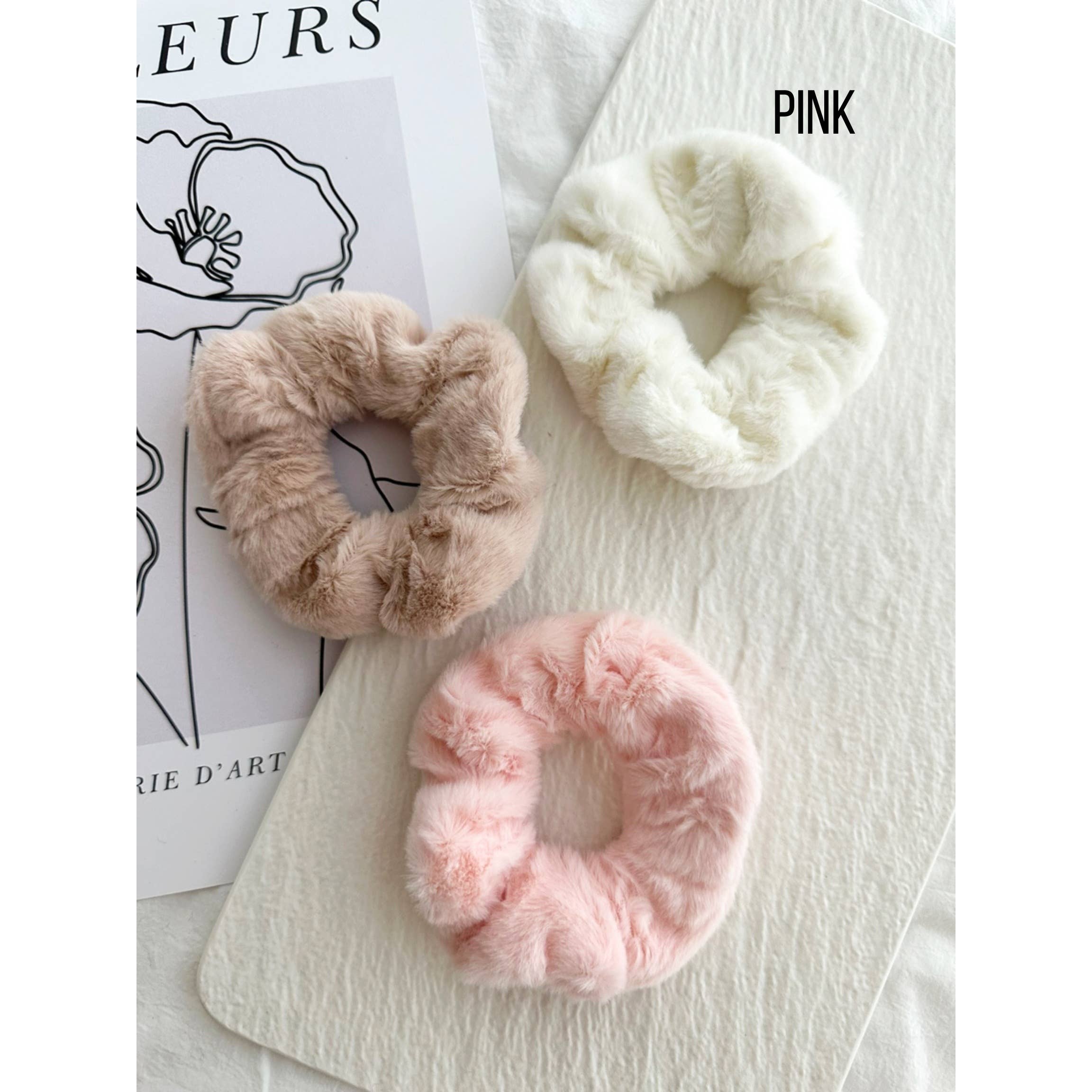 LoveLina – wholesale Scrunchie - Dam – 3-blandade Fuzzy Hair Scrunchies - GONI6