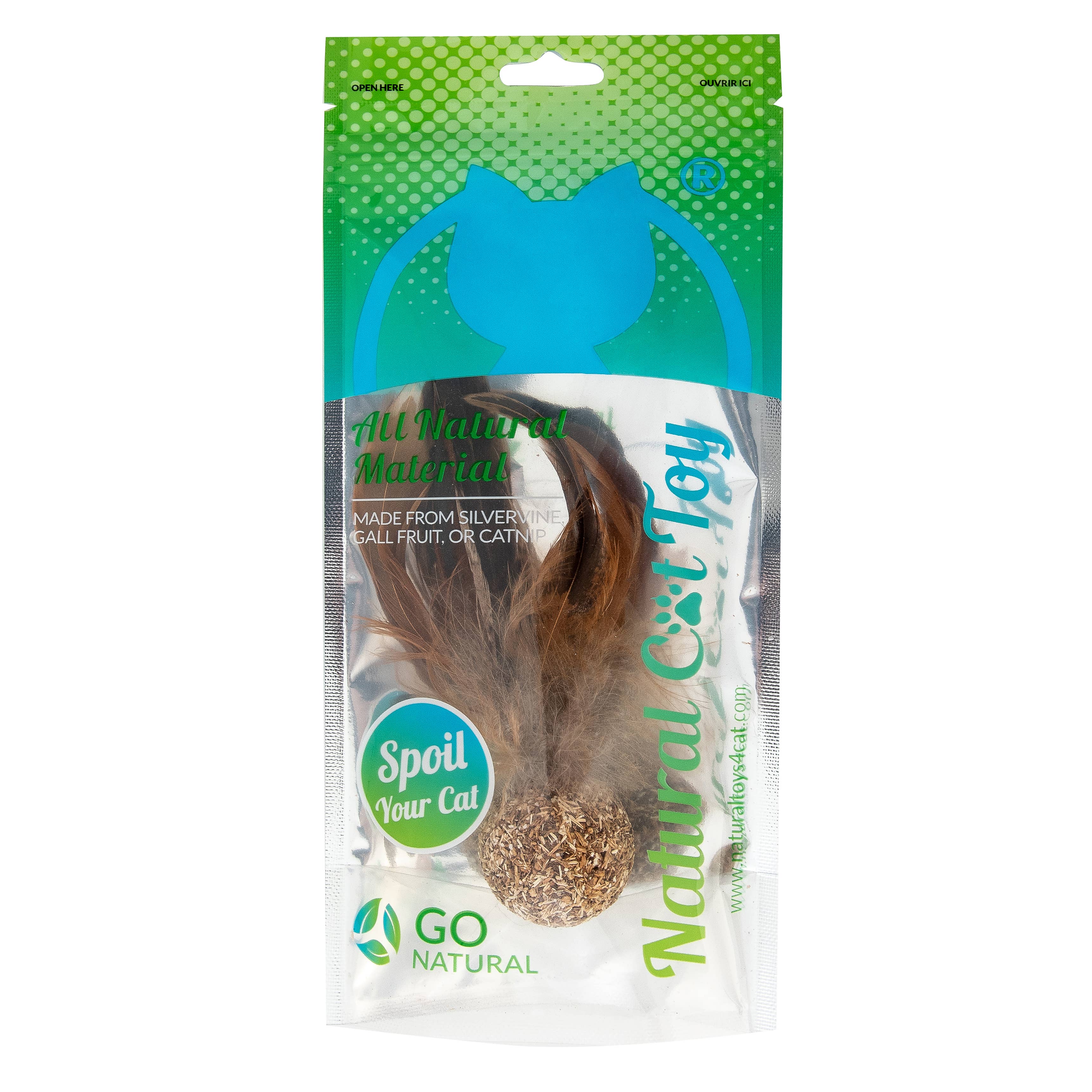 Natural Cat Toy - Wholesale Pet Toy - Cat - Pheasant Feather Silver Vine Ball3