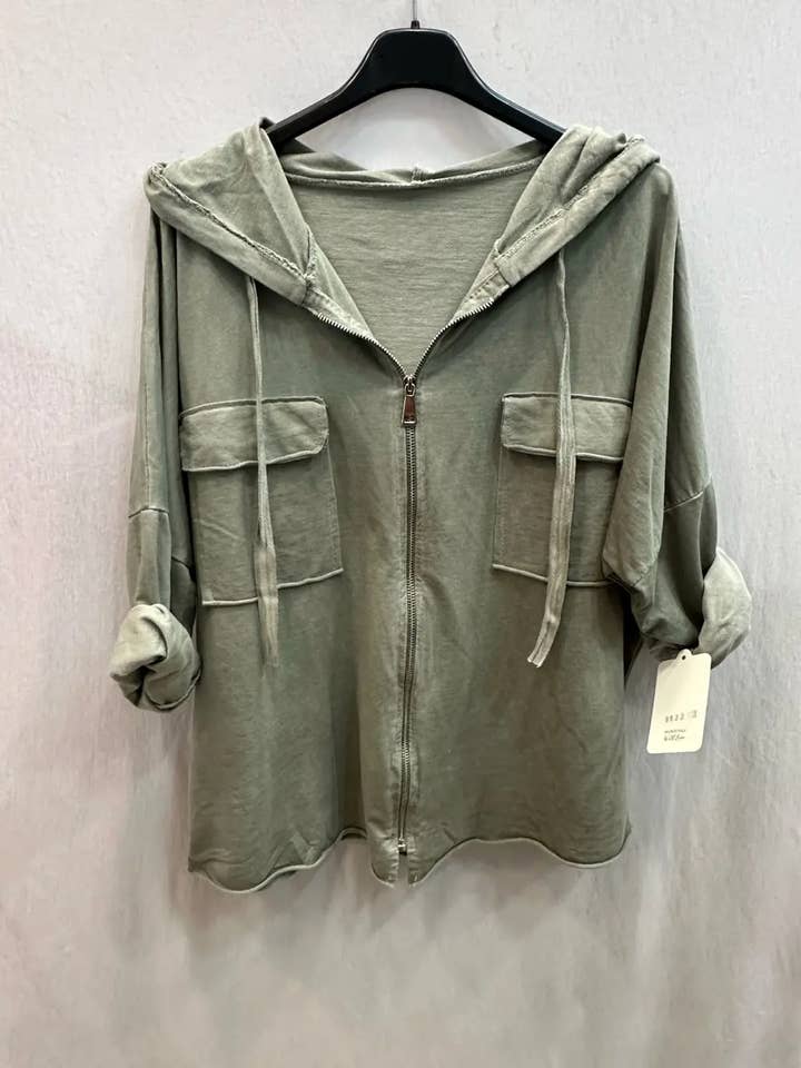 Mimi & Gogo - Wholesale Hoodie - Women's - Hooded jacket with zip and pockets @8633_GZipPoches4