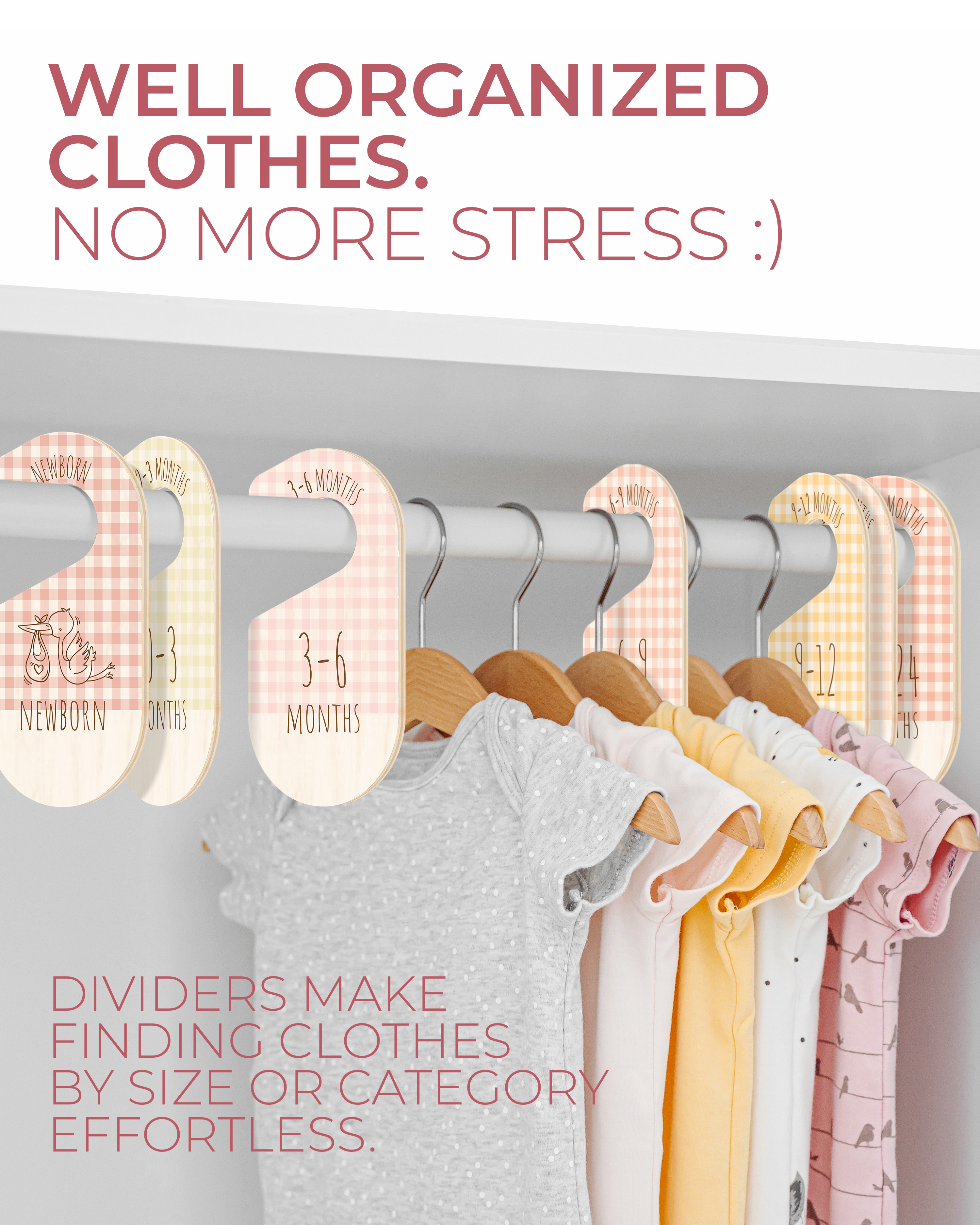 Leib Games - Wholesale Clothes hangers - Wooden Baby Closet Dividers, Baby Nursery Closet Organizers5