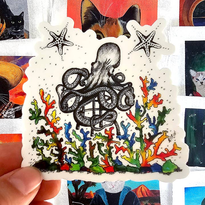 Autocollant en vinyle poulpe pour la vente par MeerCatArt