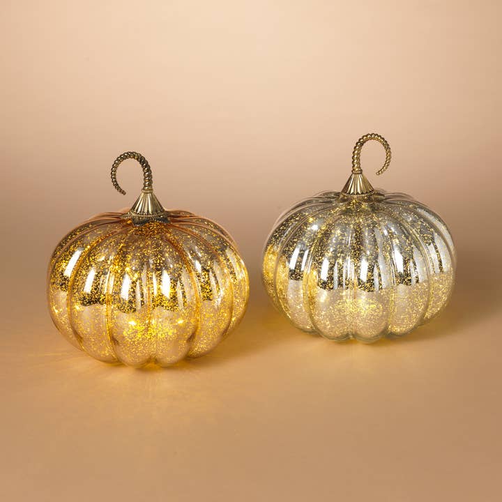 Gerson Fall/Harvest 8.65"H B/O Lighted Mercury Glass Harvest for wholesale by The Gerson Companies