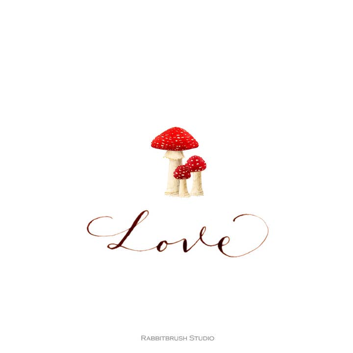 Biglietto d'amore fungo rosso per la vendita all'ingrosso da parte di Rabbitbrush Studio